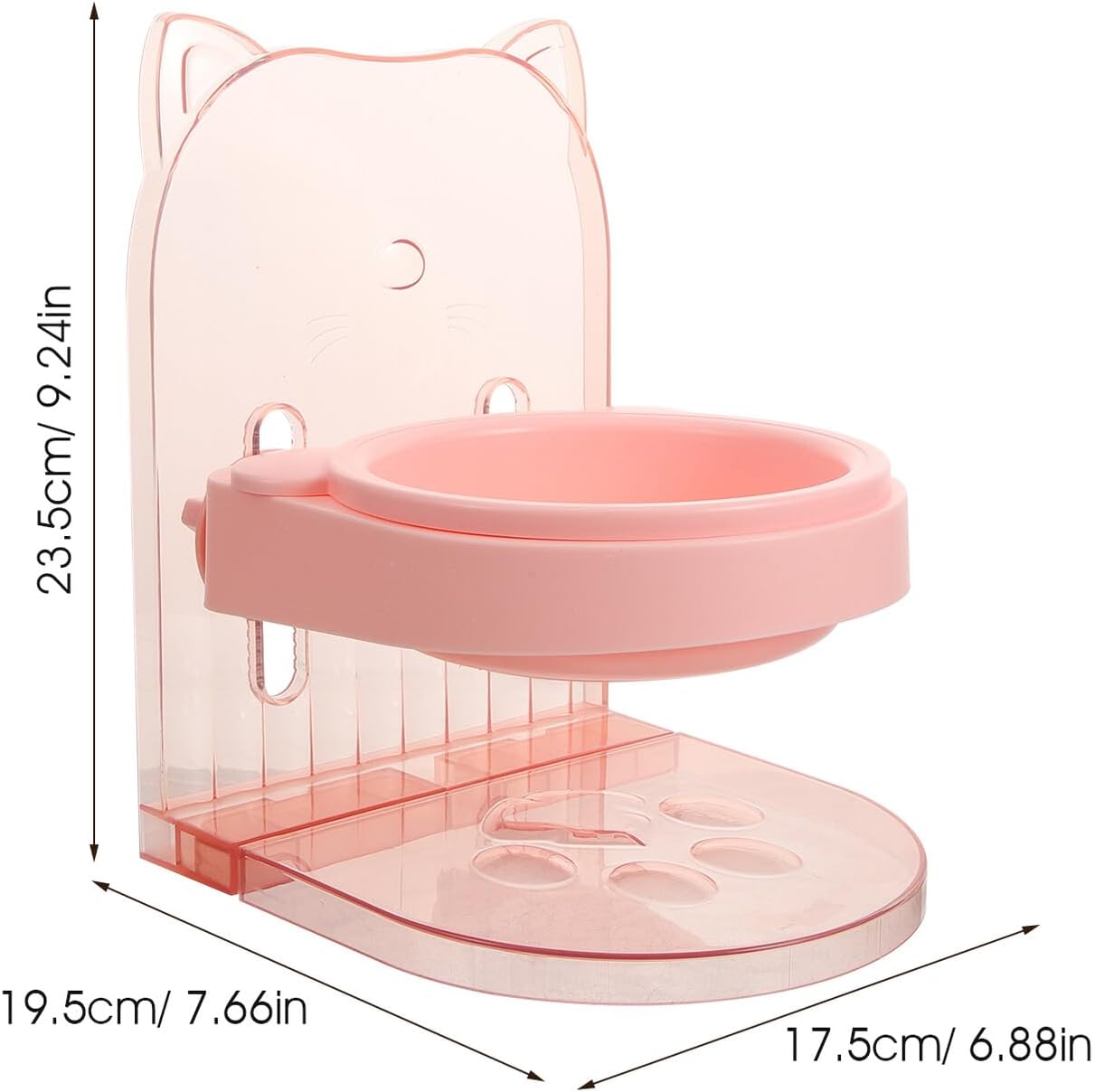 Elevated Cat Food Bowl and Water Dish, Plastic Raised Pet Feeding Station for Indoor Cats and Small Dogs, Pink Puppy Bowls with Anti-Spill Design for Neck Support