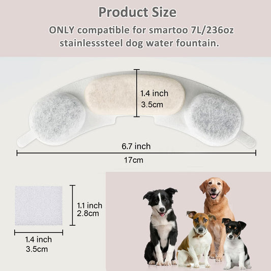 20 Pack Pet Water Fountain Filters Compatible with Smartoo 7L / 236oz / 1.8Gal Stainless Steel Dog Water Fountain, Pet Dog Fountain Filter Replacement,20 Filters + 20 Sponges