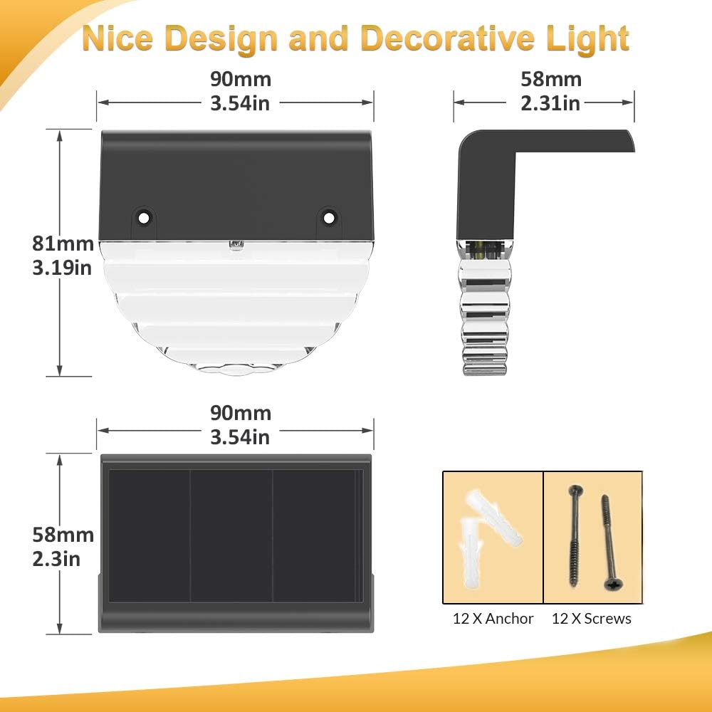 Solar Deck Lights, 6 Pack Waterproof LED Solar Step Light Outdoor, Fence Lights Solar Powered for Outside, Garden, Patio, Stairs,Yard,10 Lumens, Warm White/Color Changing Lighting
