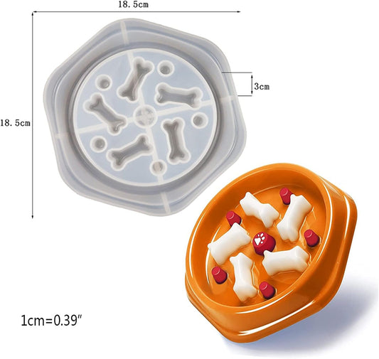 Pet Bowl Silicone Mold, Dog Cat Food Bowls Slow Feeder Silicone Molds for Epoxy Resin Casting, DIY Pet Food Puzzle Bowls Dishes Mould for Small Medium Dogs Cats