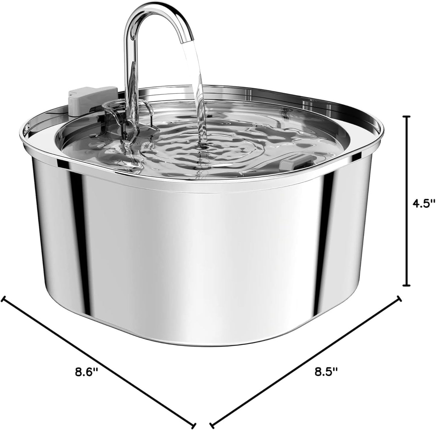 Stainless Steel Cat Water Fountain, 108oz/3.2L Pet Drinking Fountain for Cats & Small Dogs, Quiet Metal Water Dispenser with Flowing Spout for Indoor Use