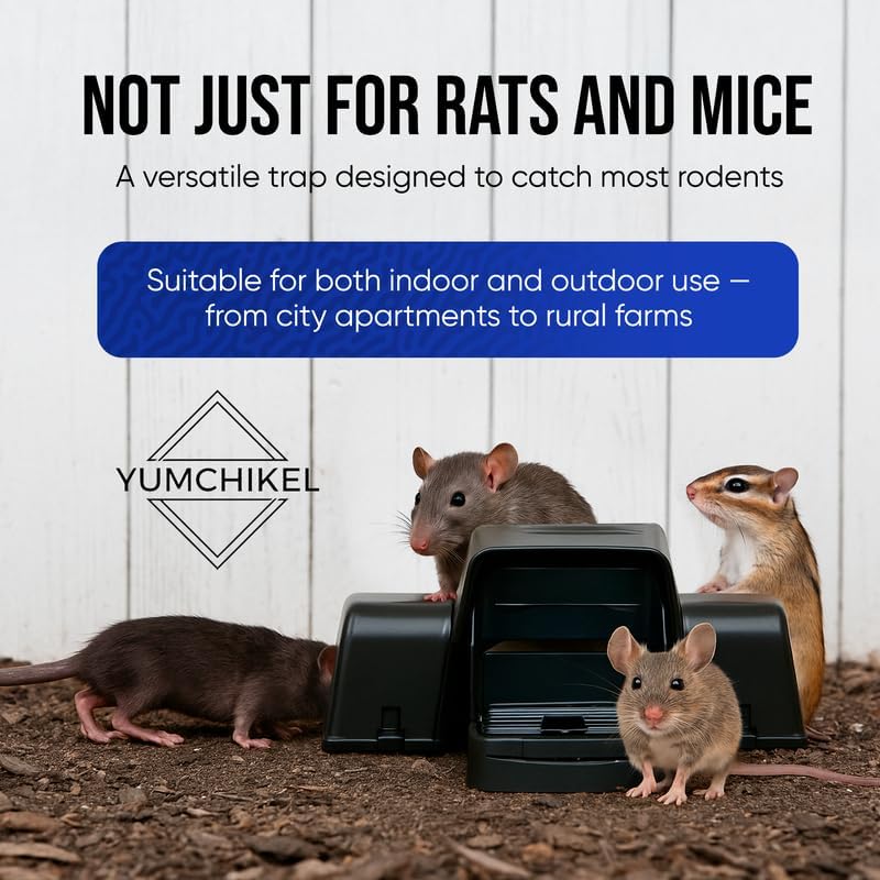 Rat and Chipmunk Traps. Prevents Accidental Triggering with Dual Tunneled Design. Covered Snap Traps, Reusable, Pest Control for Rats,Outdoor Indoor & Use 4 Pack (4)