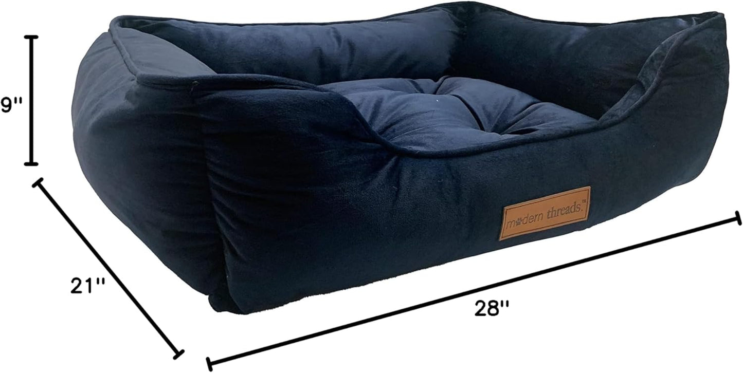 Modern Threads Luxury Dog Bed - Comfortable Tufted Velvet Cushion for Small to Large Dogs - Machine Washable - Durable & Cute Sleep Space for Pets - Pamper Your Pet with Cozy Beds - Denim