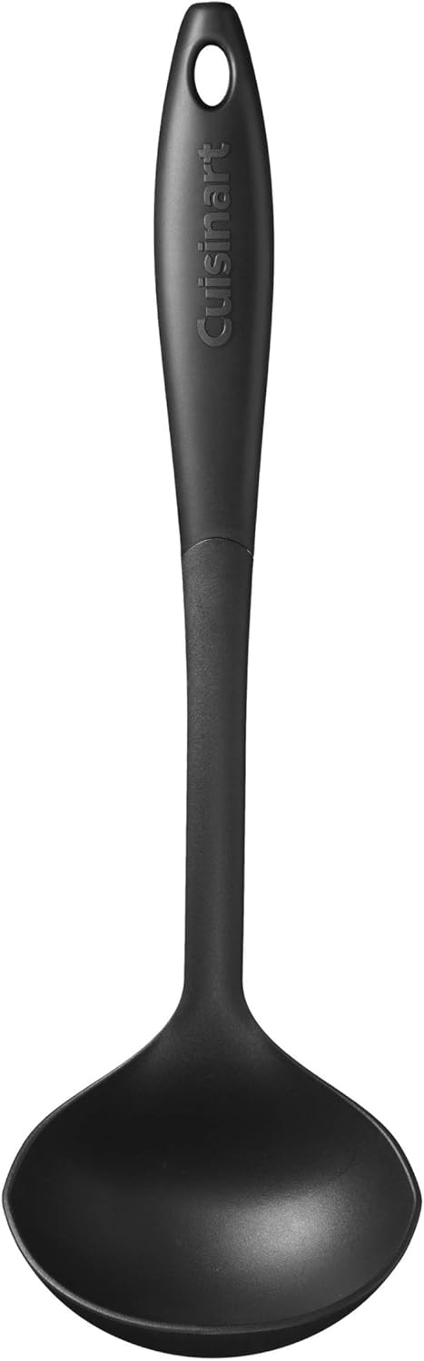 Cuisinart Nylon Kitchen Tool Set, 4-Piece Black – Slotted Turner, Solid Spoon, Slotted Spoon & Ladle, Nonstick-Safe, Heat Resistant to 400F, Dishwasher Safe