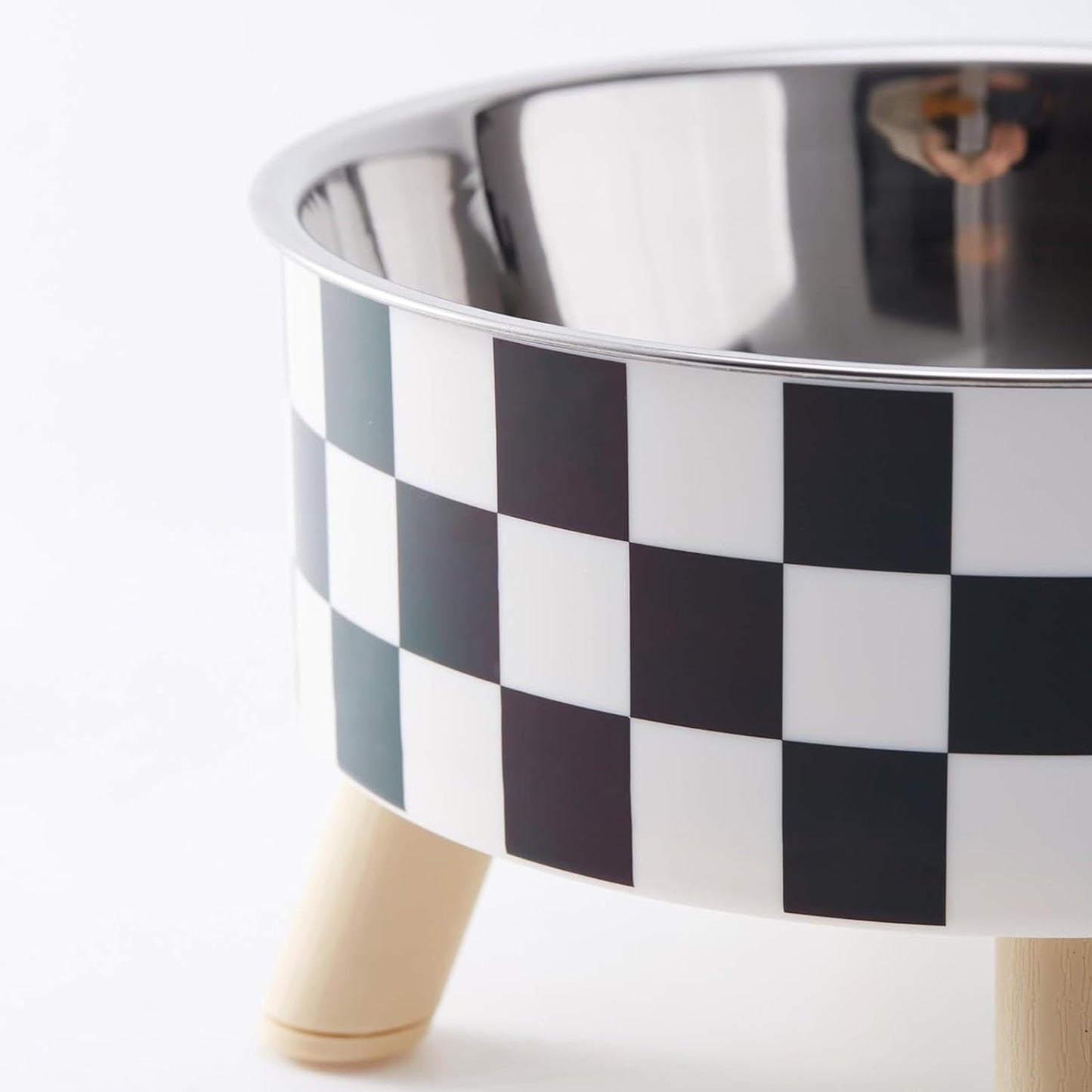 Elevated Dog Bowl Stand with Feeders Dishes for Most Dog Size Checkered Print Food Dish Stainless Steel Elevated Dog Feeding Station Pet Feeding Bowls