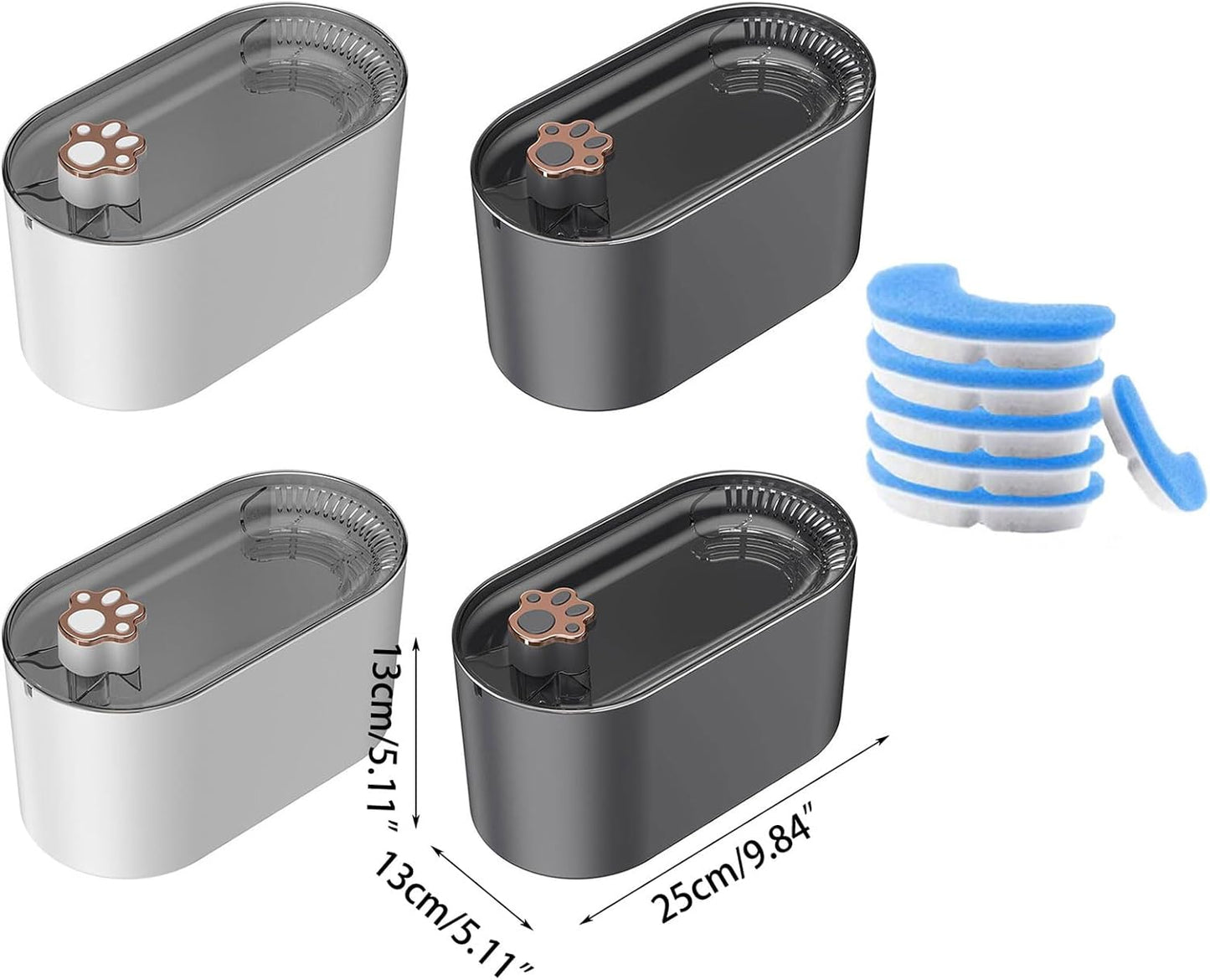 Cat Water Fountains Automatic Pet Drinking Bowl Quiet Water Dispenser 3000mL Large Capacity Multiple Layer Filtration