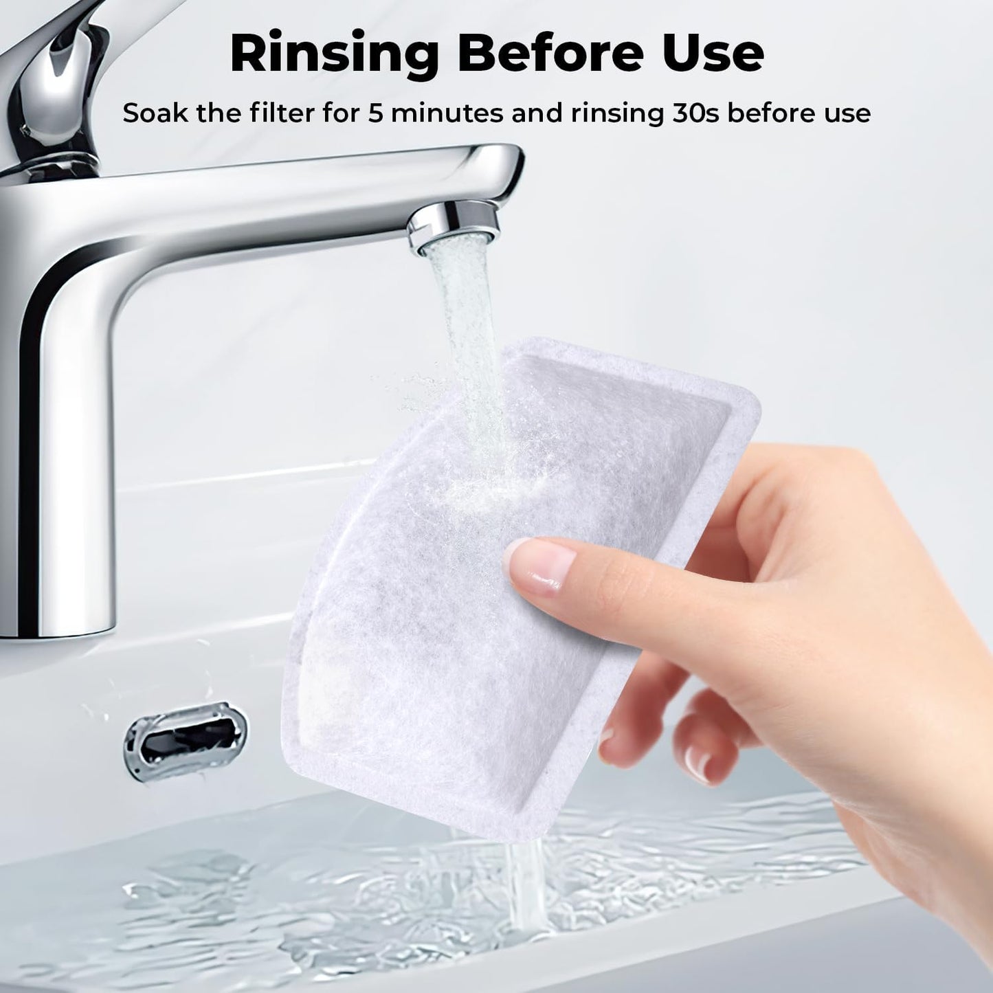 12PCS Cat Water Fountain Filters Replacement for ORSDA D30 67oz/2L Stainless Steel Pet Fountain, Carbon Filters with Triple Filtration System, 6PCS Pump Sponges