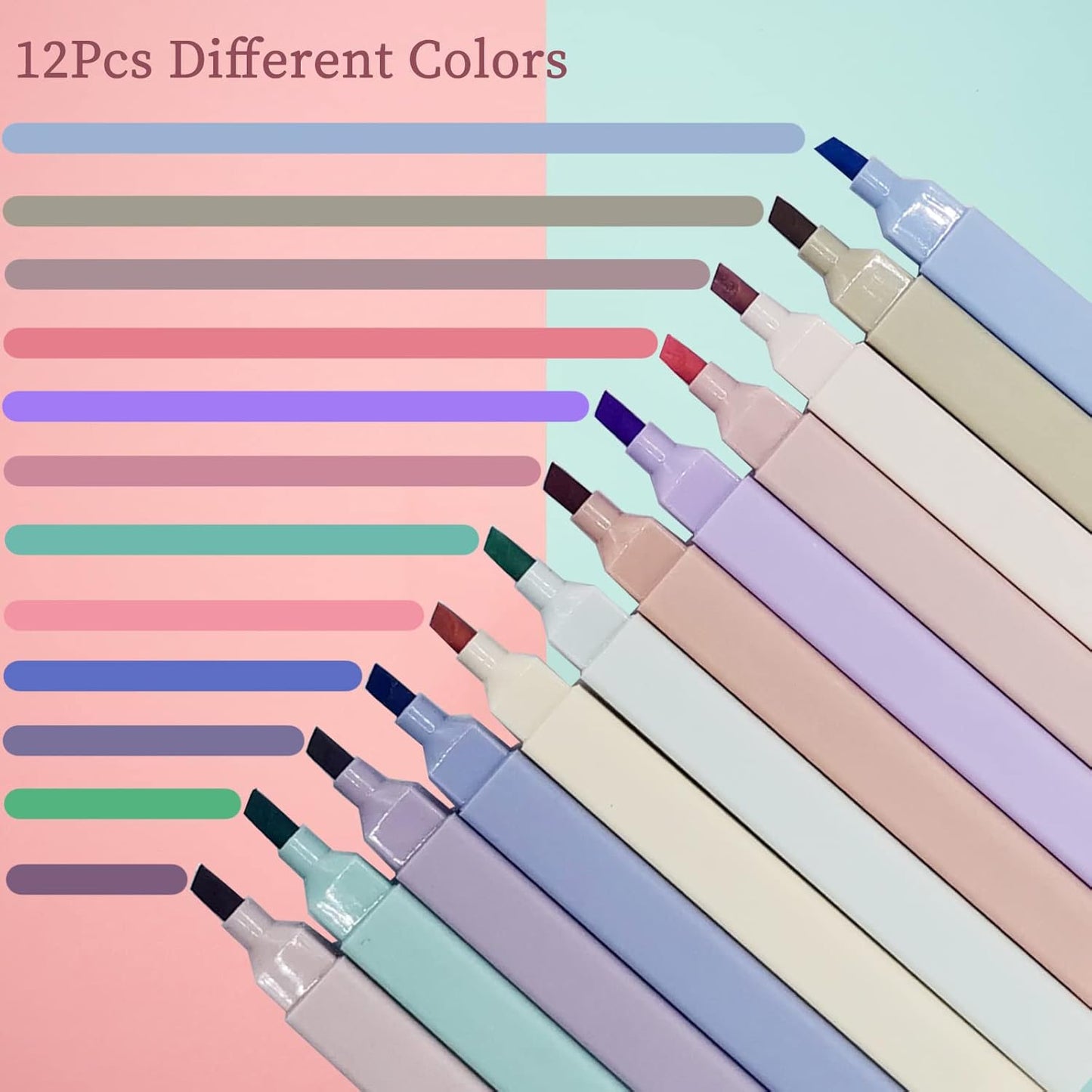 12Pcs Aesthetic Cute Highlighters Bible Pastel Highlighters and Pens no bleed Assorted Colors Highlighter for and Office Journal Home