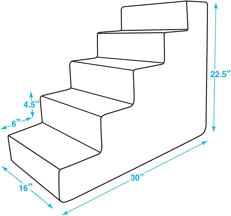 Best Pet Supplies Dog Stairs for Small Dogs & Cats, Foam Pet Steps Portable Ramp for Couch Sofa and High Bed Non-Slip Balanced Indoor Step Support, Paw Safe No Assembly - Brown Linen, 5-Step