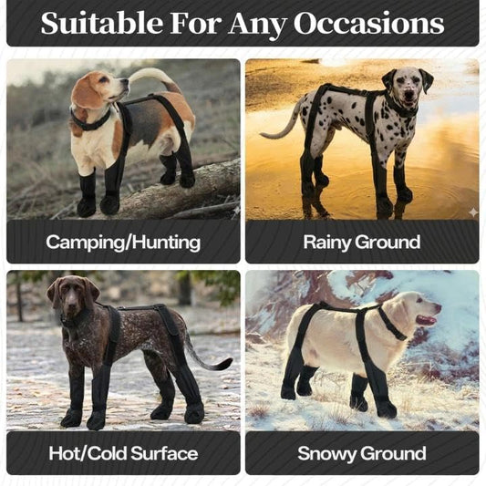 Waterproof Dog Shoes for Medium Dogs, Anti-Slip & Fall Dog Suspender Boots Adjustable Pet Shoes Paw Protector, All-Weather Outdoor Dogs Booties for Winter Snow Rain Hiking, Black M