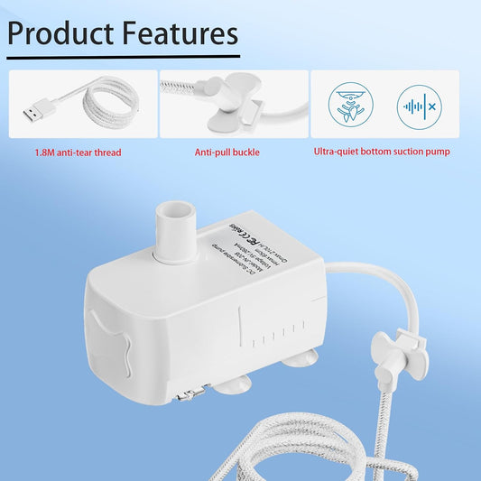 Replacement Pump for 2.3gal/300oz Large Dog Water Fountains has a 6-Foot Power Cord with Tear-Resistant Design Ultra-Quiet Energy-Efficient