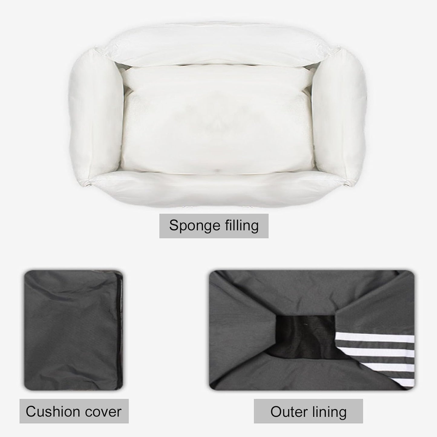 Dog Beds for Small Medium Dogs & Cats, Waterproof Dog Sofa with Removable Cover, Sleeping Warming Dog Bed & Furniture, Soft and Comfy Dog Couch Bed with Non-Slip Bottom (36.6"X28.3"X6.3",Grey) (Gre