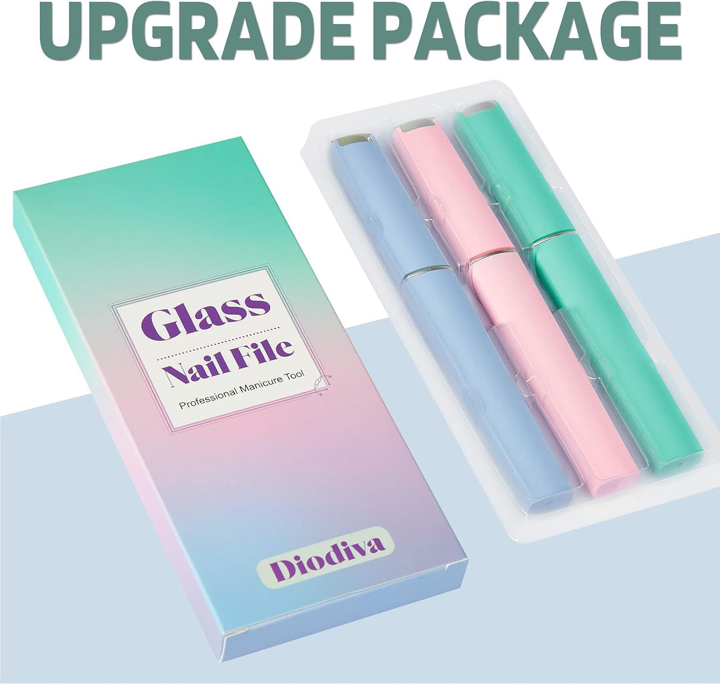 Glass Nail File 3 Pack for Natural Nails, Stocking Stuffers for Women Adults Unique Christmas Gifts Crystal Fingernail Files with Case Etched Nail Filer Professional Nail File Glass Lima de uñas