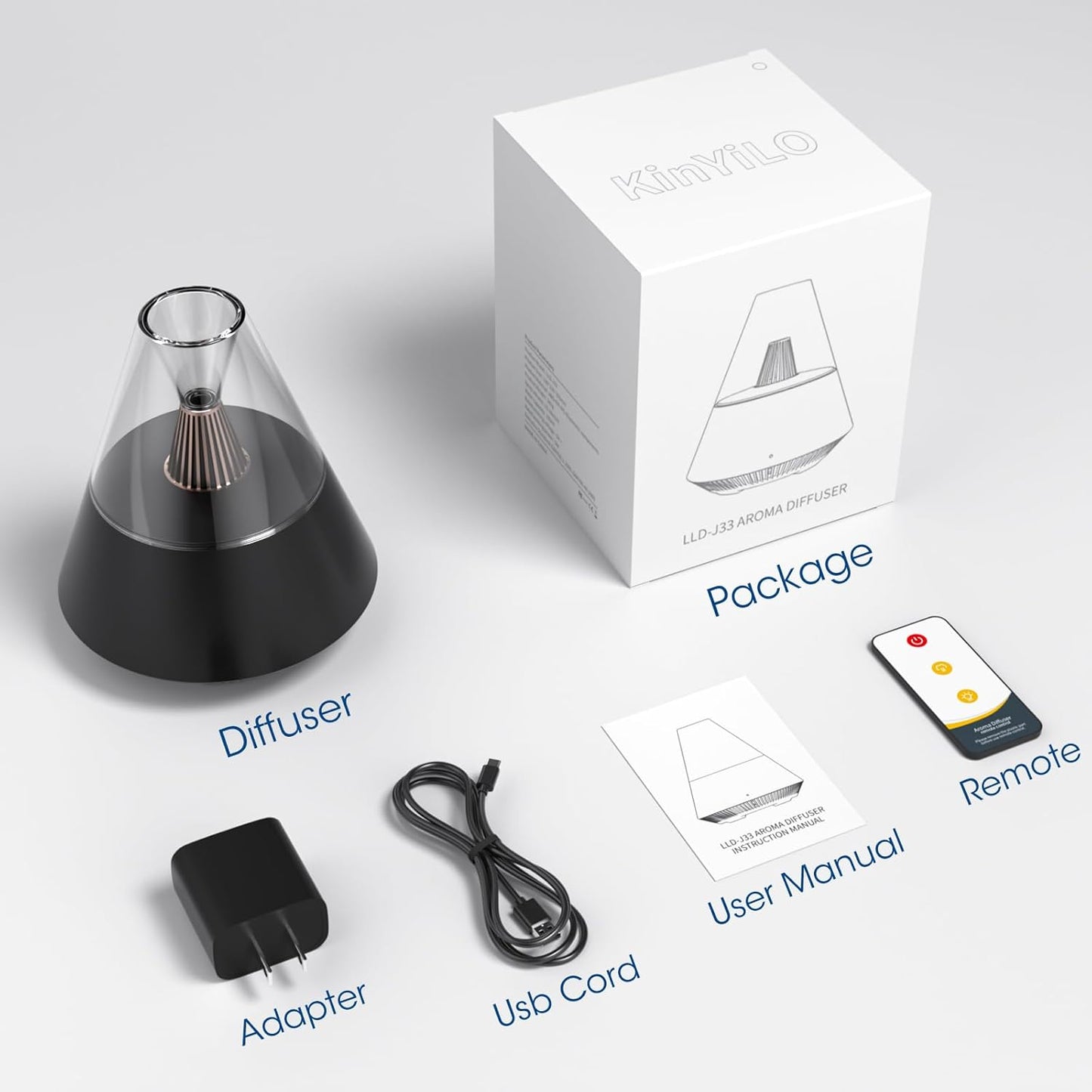 Ultrasonic Essential Oil Diffuser, 150ML Modern Aromatherapy Diffuser with Candle Light, 2 Mist Mode, Remote Control, Auto-Off, Small Cool Mist Humidifier for Home Bedroom Office Yoga, Black