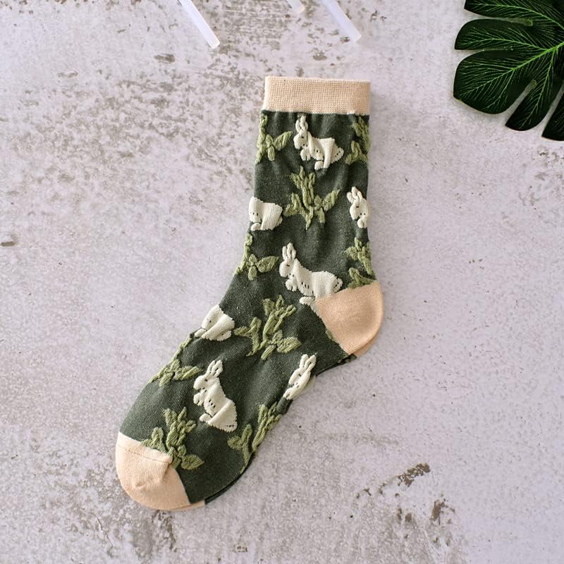 5 Pairs Womens Floral Cute Socks Vintage Embroidered Plant Socks for Women Teens Cotton Cozy Ankle Sock