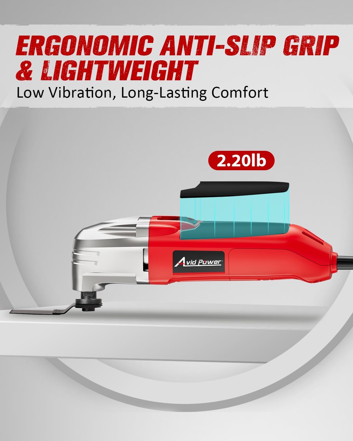 AVID POWER Oscillating Tool, 22000 OPM Electric Oscillating Multi Tool with 3°Oscillation Angle, Cutting, Sanding, Grinding, Scraping, 11 Accessories & Universal Interface-Red