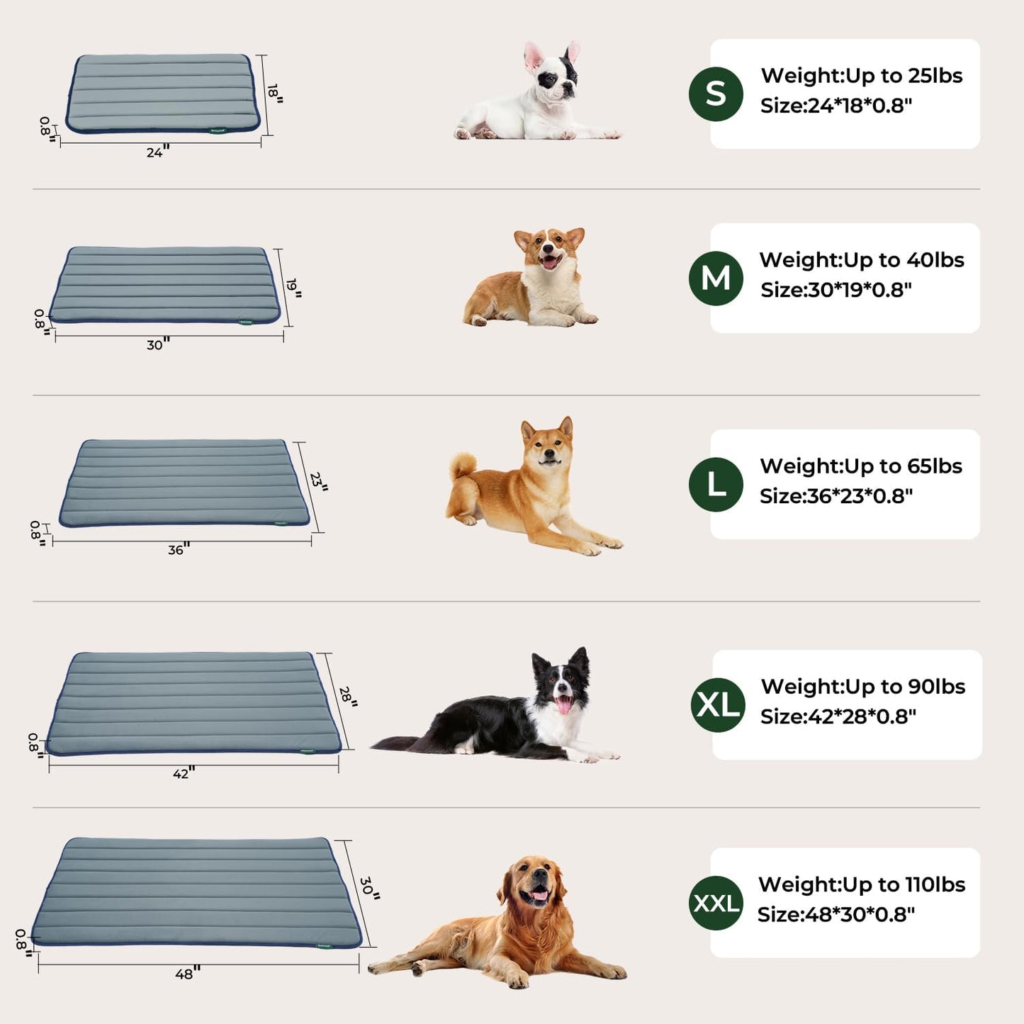 BALANCE Dog Crate Pad, Dog Foam Crate Mat Kennel Pad, Washable Water-Resistant Pet Bed Flat Dogs Cage Mat for X-Large Dogs