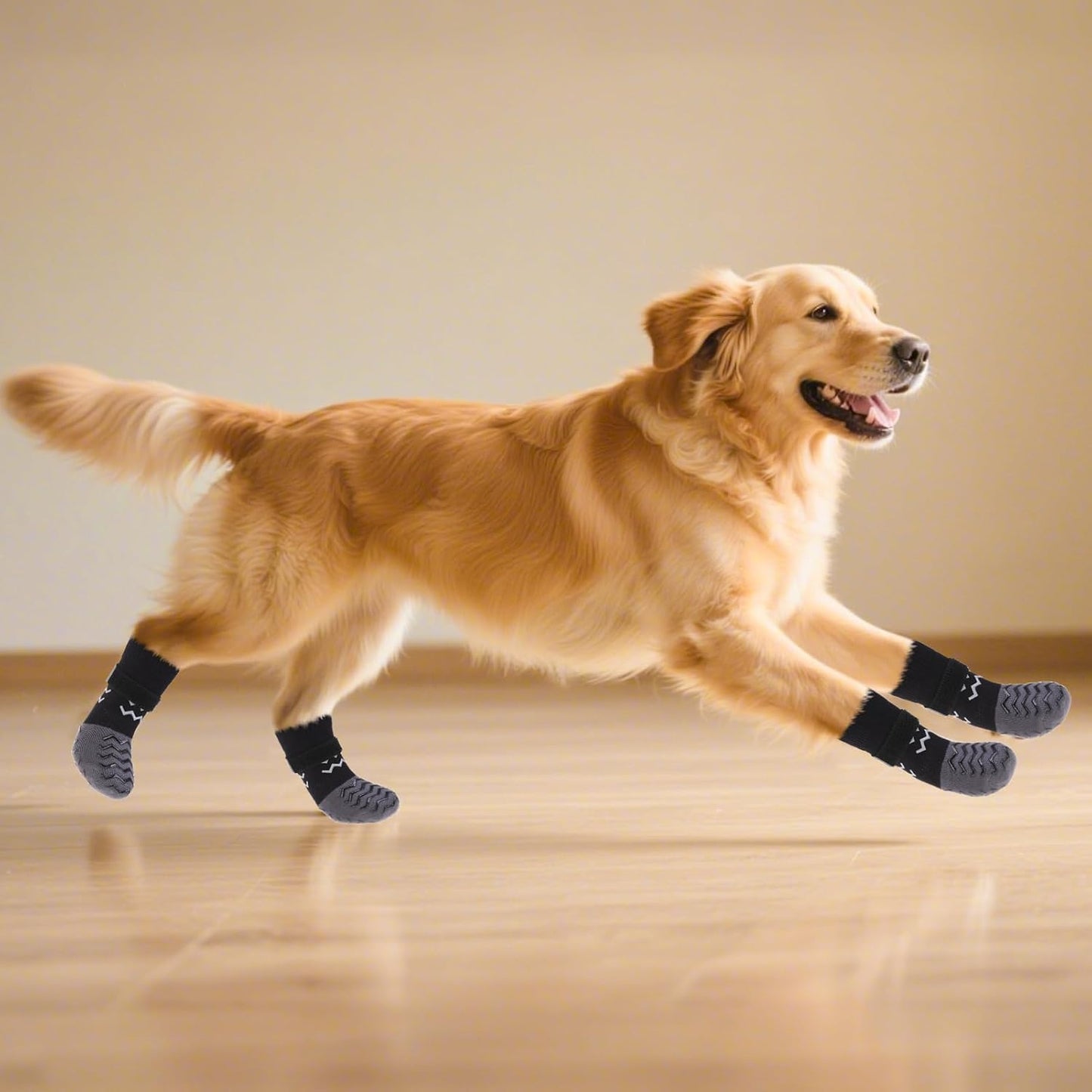 Dog Socks Shoes to Prevent Licking Paws for Hardwood Floors, Pet Booties for Hot Pavement with Grip Traction Control, Winter Boots & Paw Protectors for Small Medium Large Senior Dogs,Black M