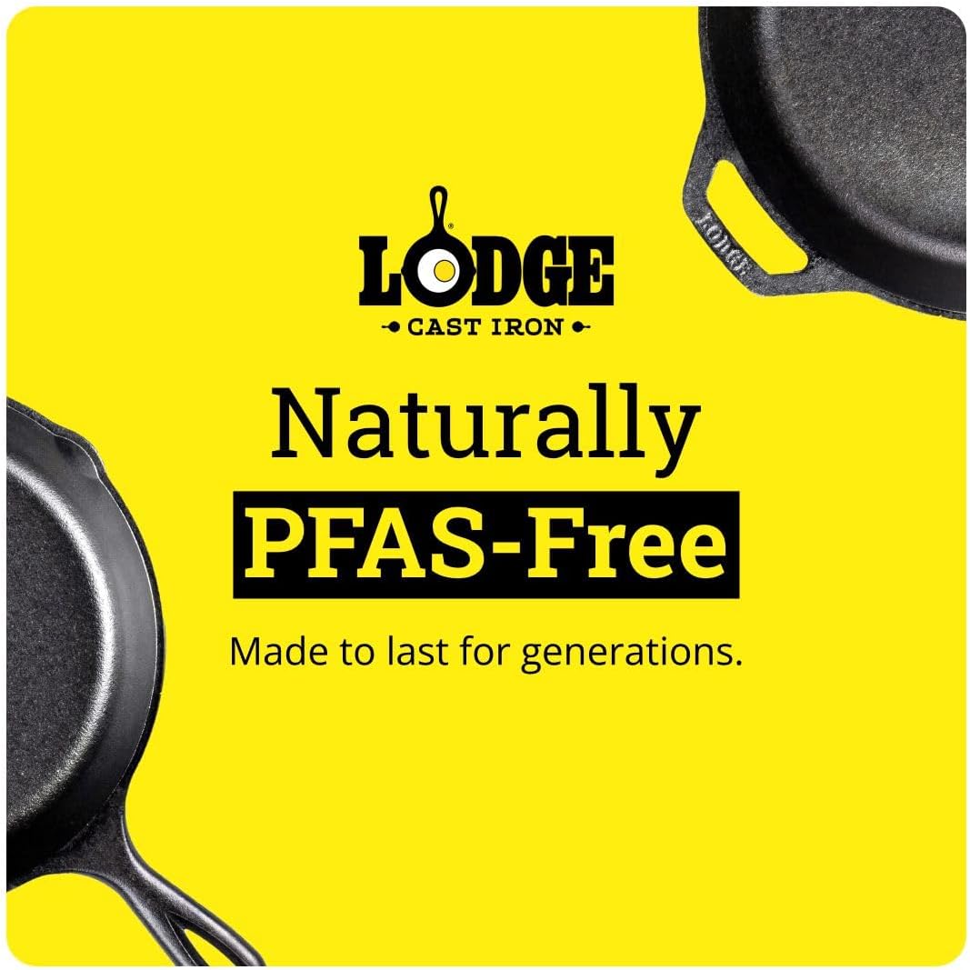 Lodge Seasoned Cast Iron Skillet Set - PFAS-Free, Non-Toxic Cookware - Use with an Oven, Stove, Grill, or Campfire - Naturally Non-Stick & Oven Safe - 8, 10.25 & 12 Inches