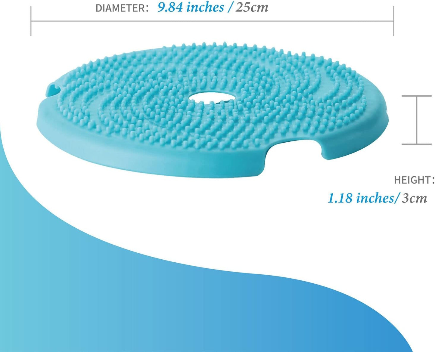 PetDreamHouse Spin Disc Dual Texture Dog Lick Mat, Slow Feeder & Frisbee Dog Toy, Use Standalone or with Spin Bowl Base, for All Dogs, Blue