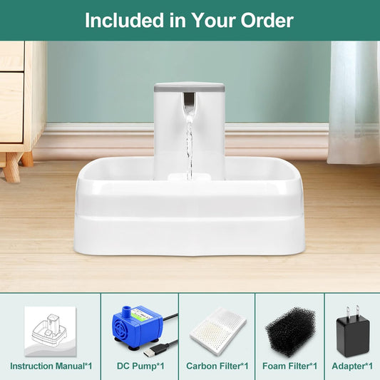 3.1L Medium Pet Water Fountain, Cat Water Fountains, Quiet Automatic Dog Water Drinking Dispenser with Flow Control for Dogs Cats,White