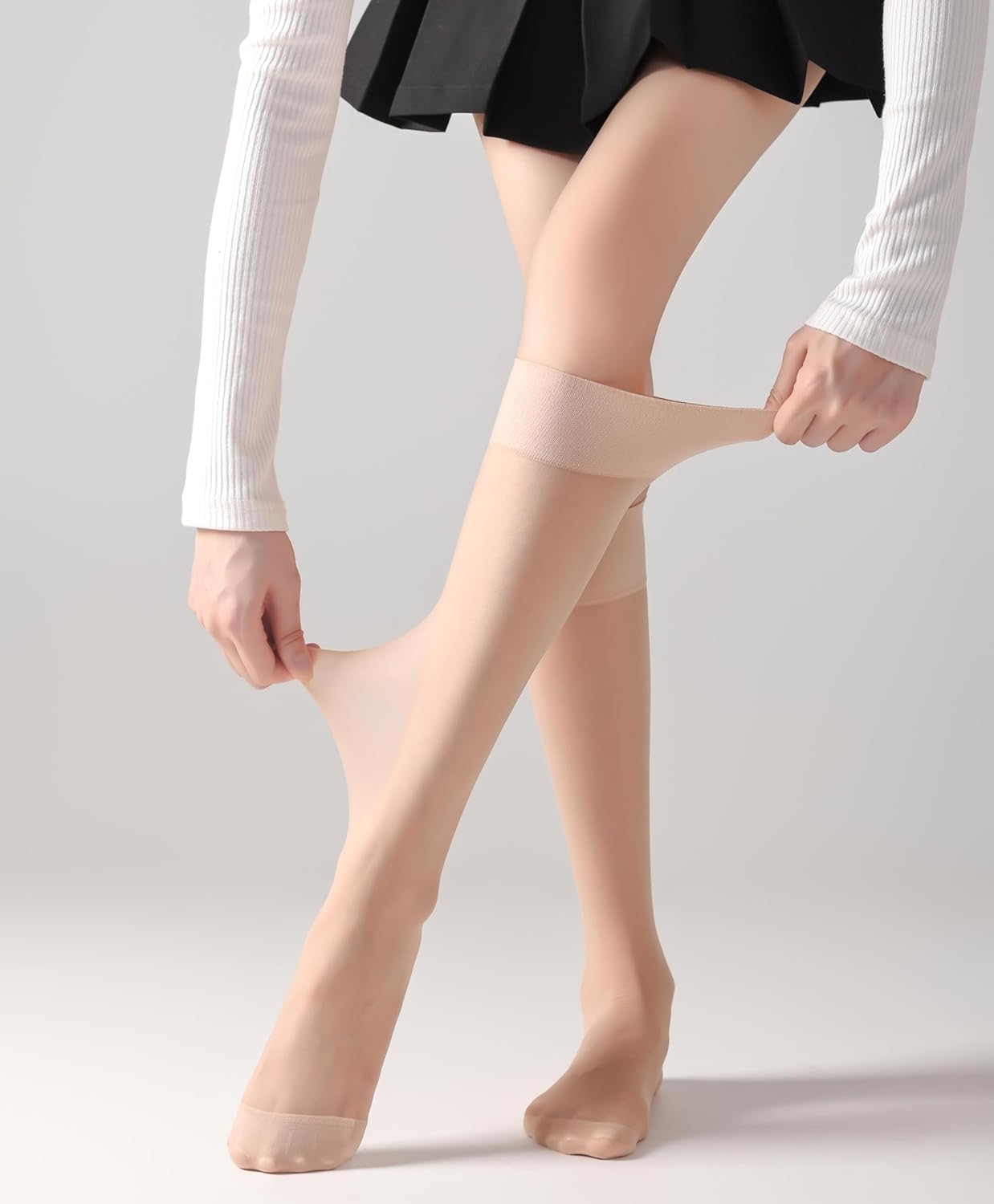 Womens 30D Mid Calf to Knee High Sheer Stockings For Lady