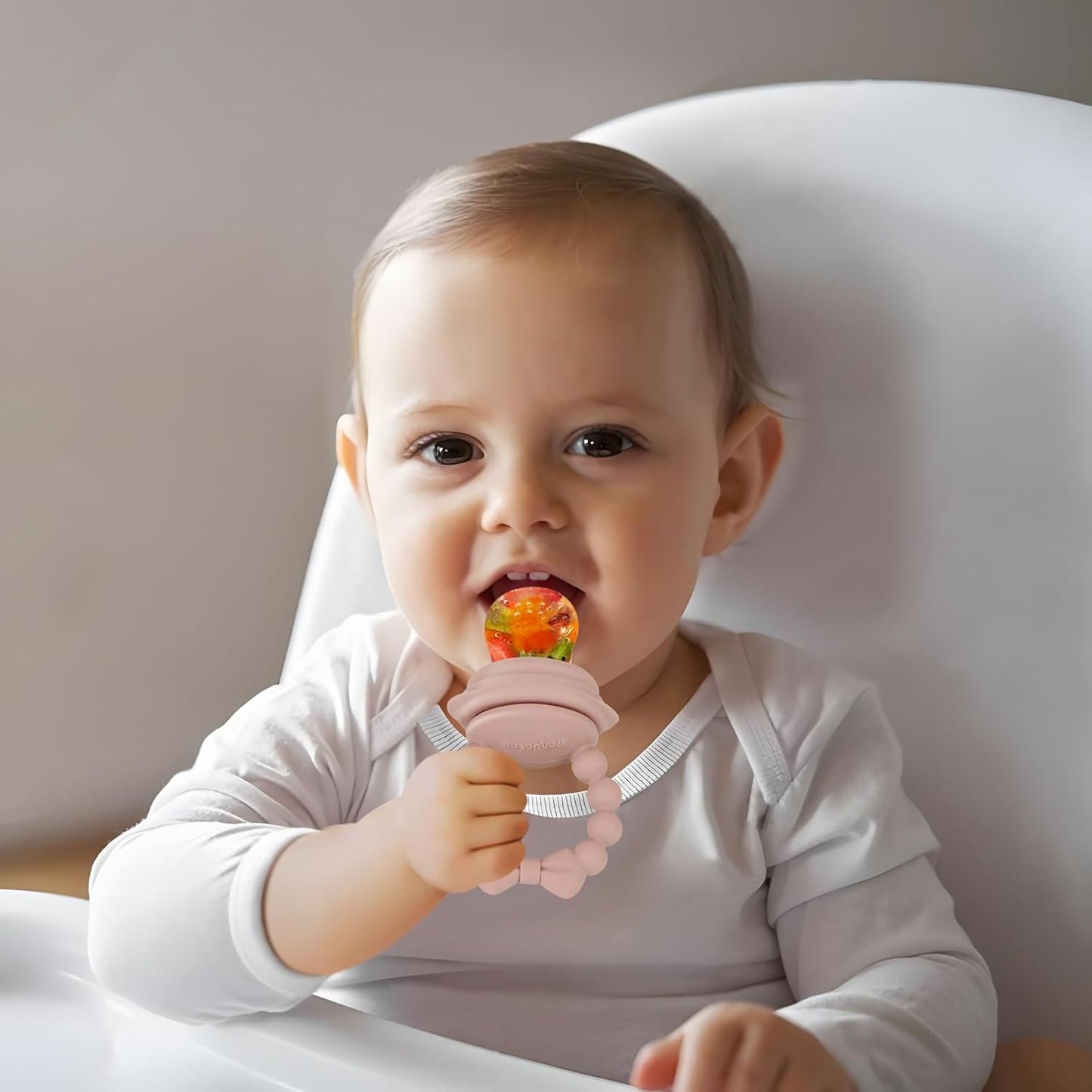 PandaEar 3 Pack Baby Fruit Food Feeder Pacifier with 3 Different Size Silicone Pouch, Silicone Teethers for Babies 3-6-12 Months, BPA Free Mesh Feeder, Baby Solid Food Essentials