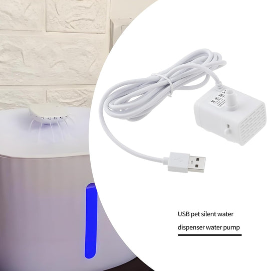 Cat Water Fountain Pump DC 5V Quiet Flow Speed Adjustable Water Volume with 6.5ft USB Power Cord for 61OZ/1.8L Dog Water Fountain Fish Tank Hydroponics