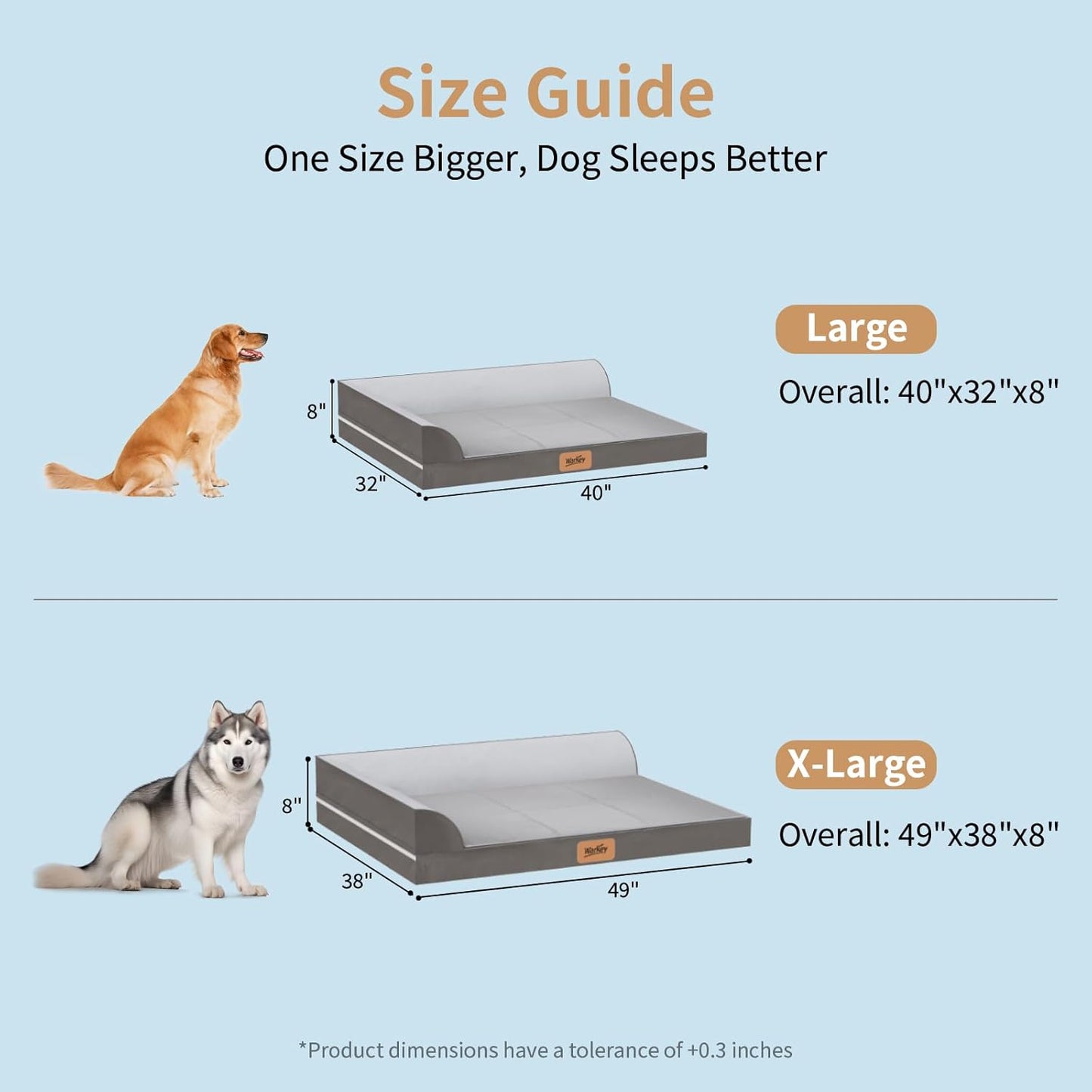 Cooling Dog Bed for Large Dogs, Orthopedic Dog Bed with Cooling Gel Mat, Removable Washable Cover, Waterproof Lining, Non-Slip Bottom, Summer Pet Bed for Sleeping, Size:40"*32"*8"