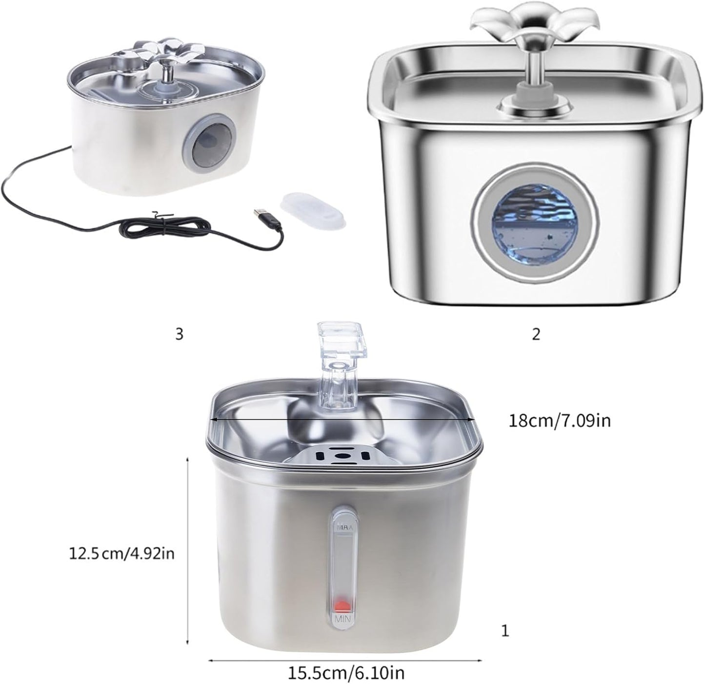 88oz Cats Fountain with Water Filtering for Dog Cats Automatic Flower Pet Recirculated Dispenser Pet Drinking