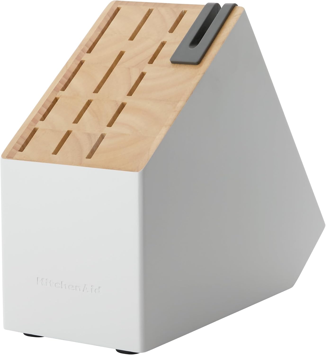 KitchenAid Slim Two-Tone Knife Block Set with Built-In Knife Sharpener, High Carbon Stainless Steel Kitchen Knives, Sharp Kitchen Knife Set with Block, 14-Piece, White
