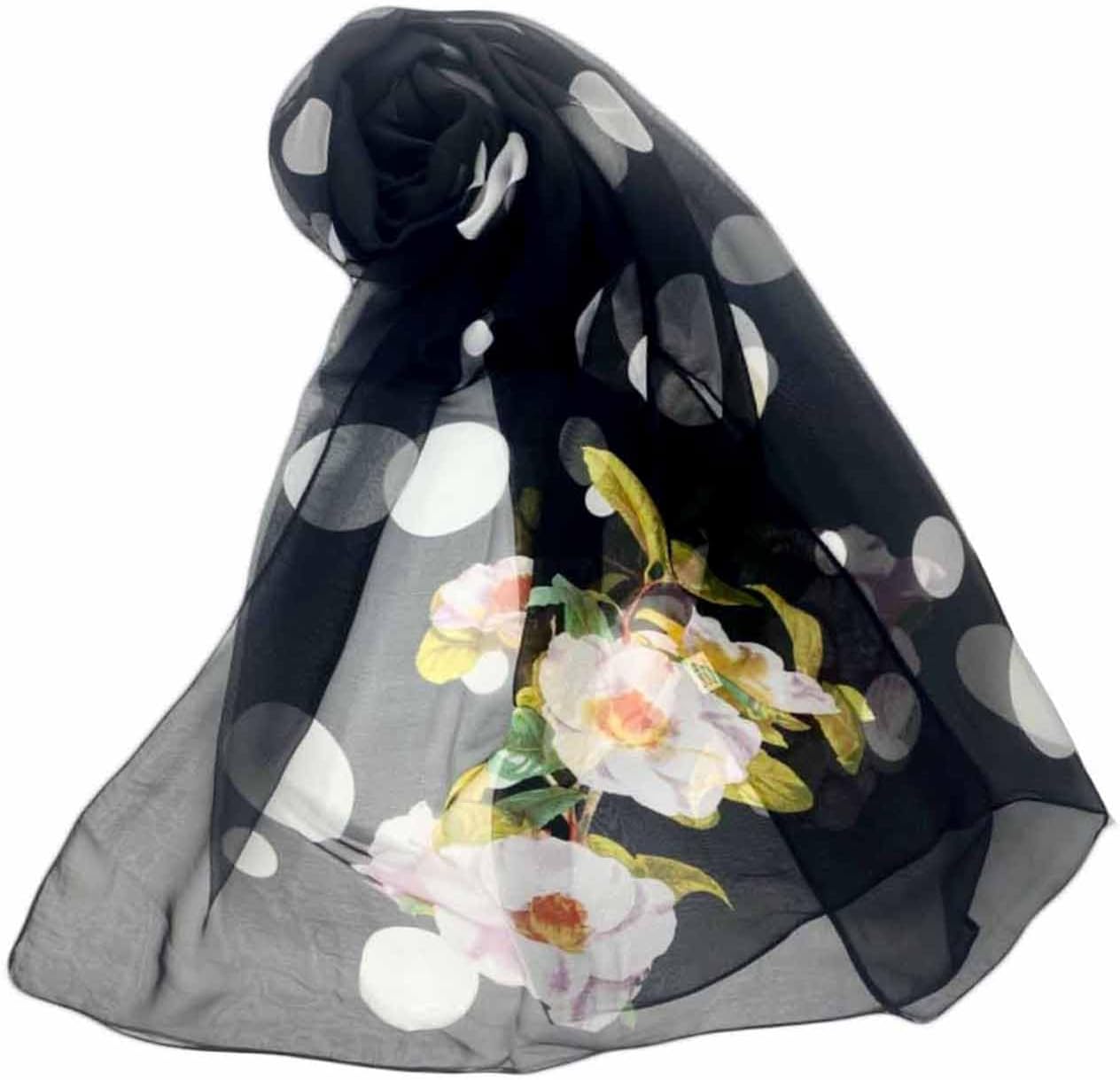 Pokeedioty Scarfs for Women Lightweight Fashion Scarves Elegant Floral Pattern Sheer Scarfs Sunscreen Shawls Wraps