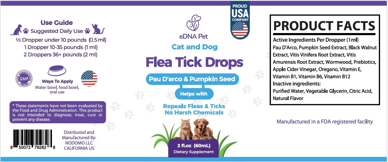eDNA Pet - Natural Pet Skin & Coat Care Drops – Herbal Outdoor Comfort Formula with Cedarwood, Eucalyptus, and Coconut Oils – Made in USA