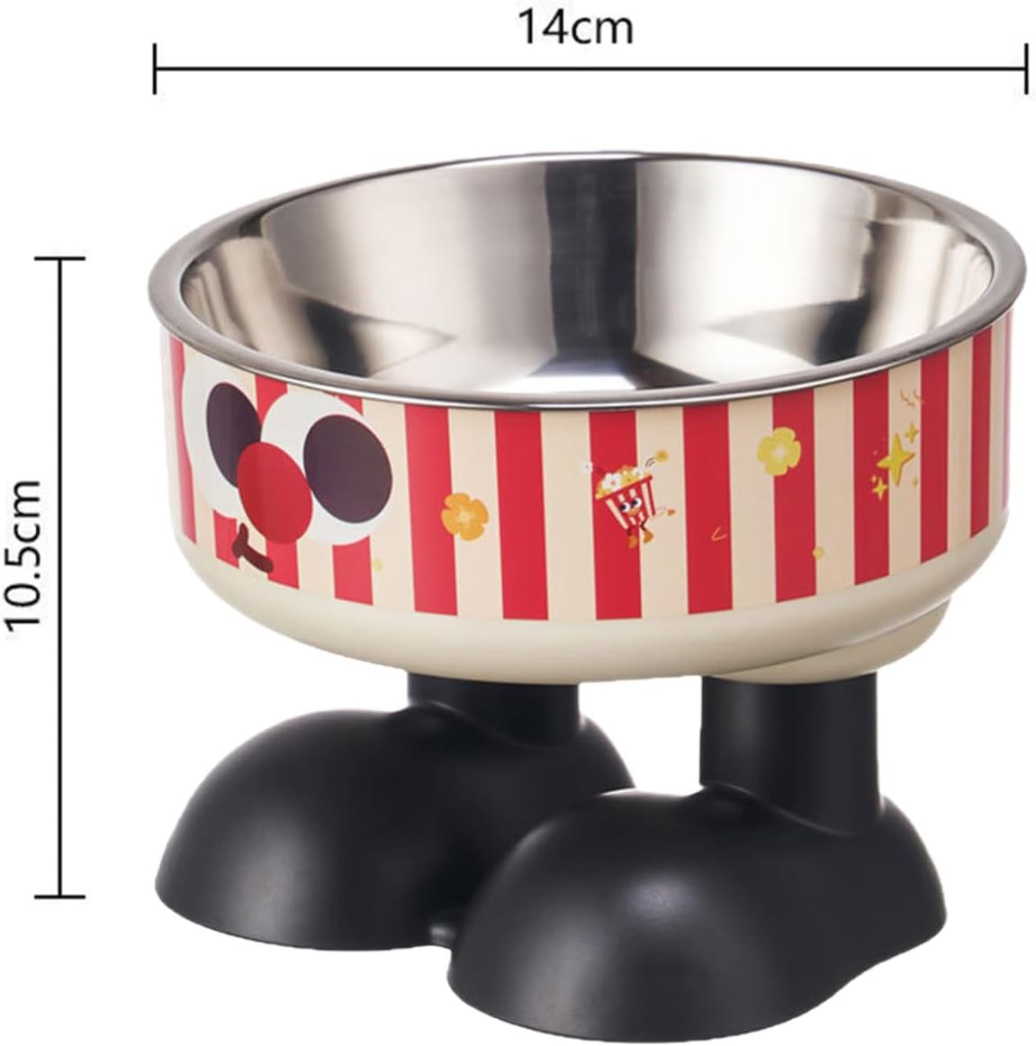 FEESHOW Cute Pattern Raised Cat Bowl Elevated Feeder Stand with Removable Stainless Steel Dish and Non-Slip Base for Healthy Eating Red One Size