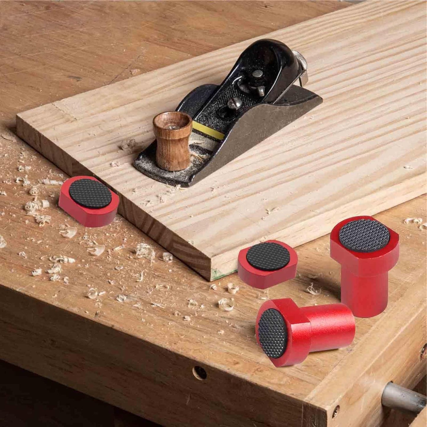 6 Pack Bench Dogs Bench Dog Clamp - Essential Accessories for 3/4 Inch (19mm) Workbench Dog Holes with Non-Slip Pads & Durable Aluminum Alloy MFT Stops
