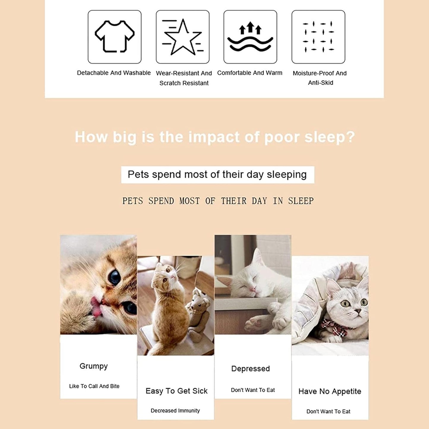 Soft Dog Bed, Dog Cuddler Bed Cute Bear Hug Design Warm Dog Bed Dog Bed Comfort Plush Pet Nest Bed with Removable Washable Cover 60cm/23.6in,Gray,60cm (Orange 60cm) (Gray 50cm)
