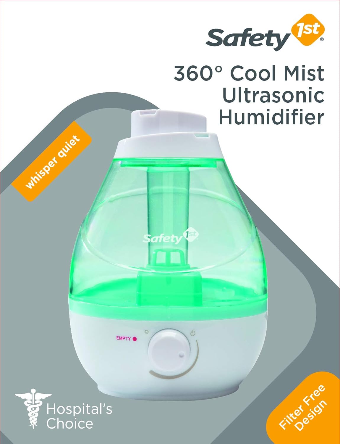 Safety 1st 360 Degree Cool Mist Ultrasonic Humidifier, Seafoam