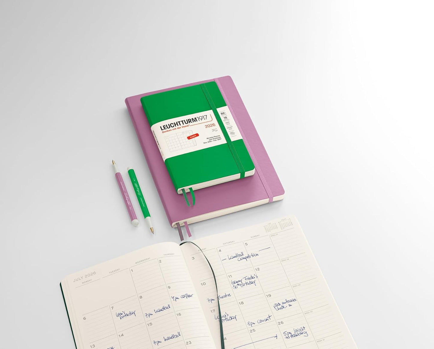 LEUCHTTURM1917 - Monthly Planner & Notebook 2026, Softcover, Composition (B5), Ruled, Spring Leaf (Nov 1, 2025 - Feb 28, 2027)