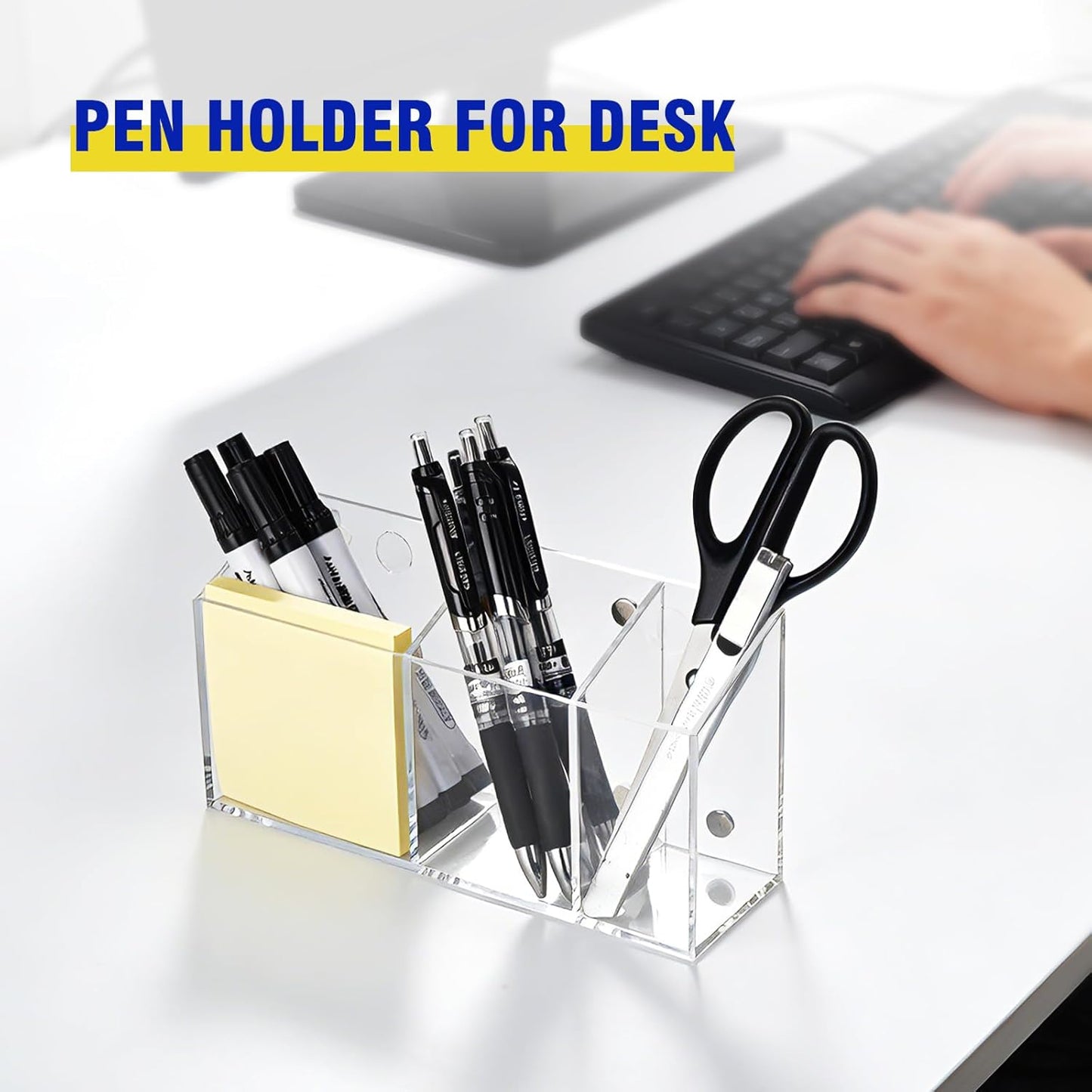 Magnetic Dry Erase Marker Holder for Whiteboard, Anti-slip Magnet Pen Holder for Fridge Refrigeator, Acrylic Pencil Holder for Classroom Teacher, Office Desk Accessories, Locker Organizer