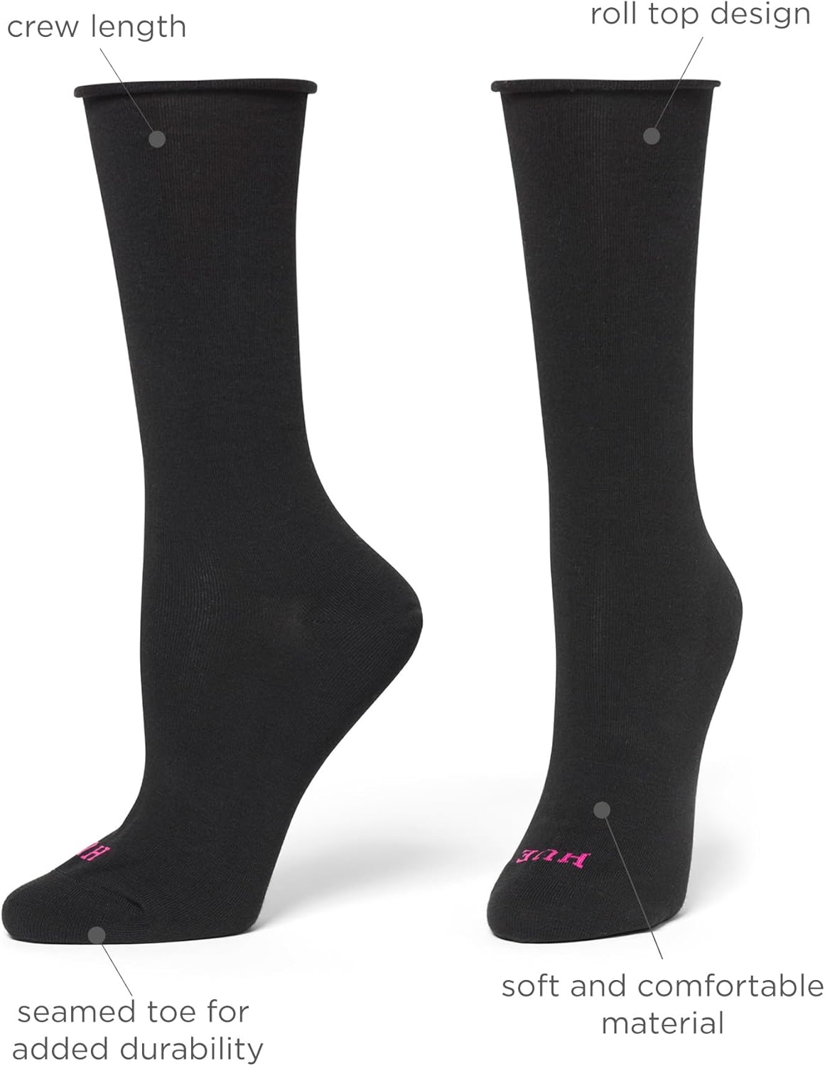 HUE Women's Jeans Sock Crew 4 Pair Pack