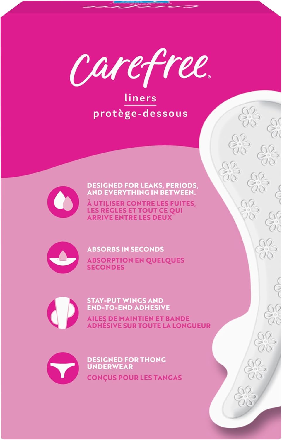 Carefree Thong Panty Liners, Unwrapped, Unscented, 49ct