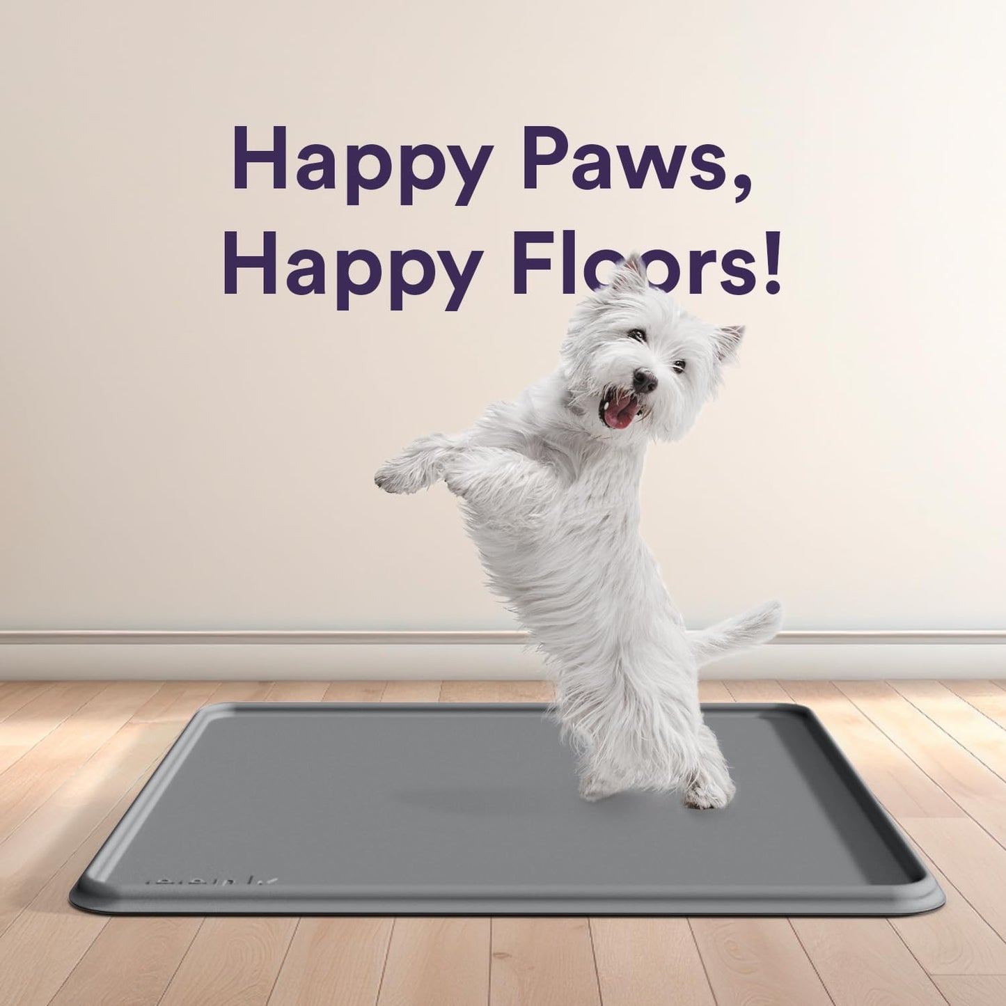 Pee Pad Tray Holder for Dogs - Fits Up to 25 x 25 in. Square Potty Training Pads No Spill Raised Lip High Edge Silicone Mat, Extra Thick and Non-Slip for Indoor Floor Protection (Large, Grey) | eenk