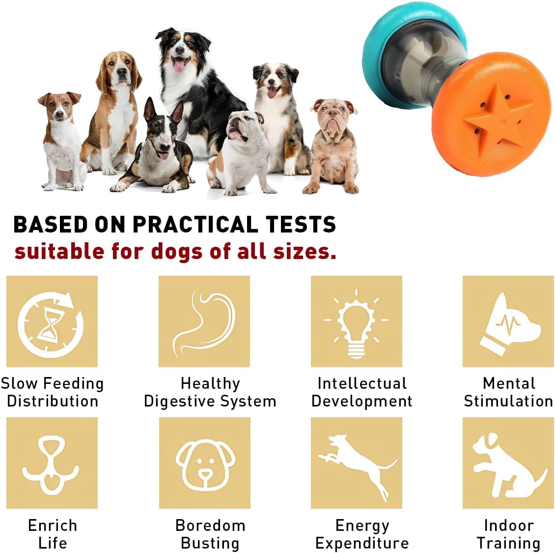 Interactive Dog Puzzle Toy | Treat Dispensing Slow Feeder for Small, Medium & Large Dogs | Chew Proof Enrichment Toy for Aggressive Chewers, Puppies & Bored Pets | Gifts