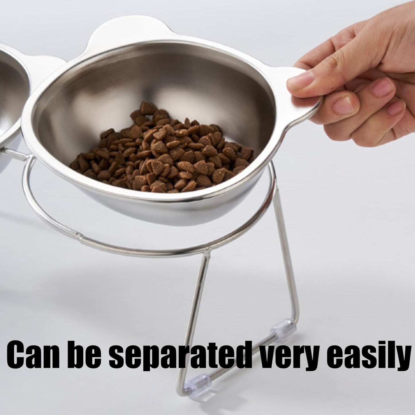 304 Stainless Steel Cats Feeders Double Bowls Antislip Food and Water Bowl Feeding for Small Dog Kittens Elevated Cats Bowl with Stand