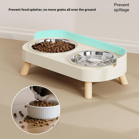 Stable Elevated Dog Bowl Stand with Double Dish Splash-Proof Design for Most Breeds Bright Color Stainless Steel Cats Dog Bowl Set