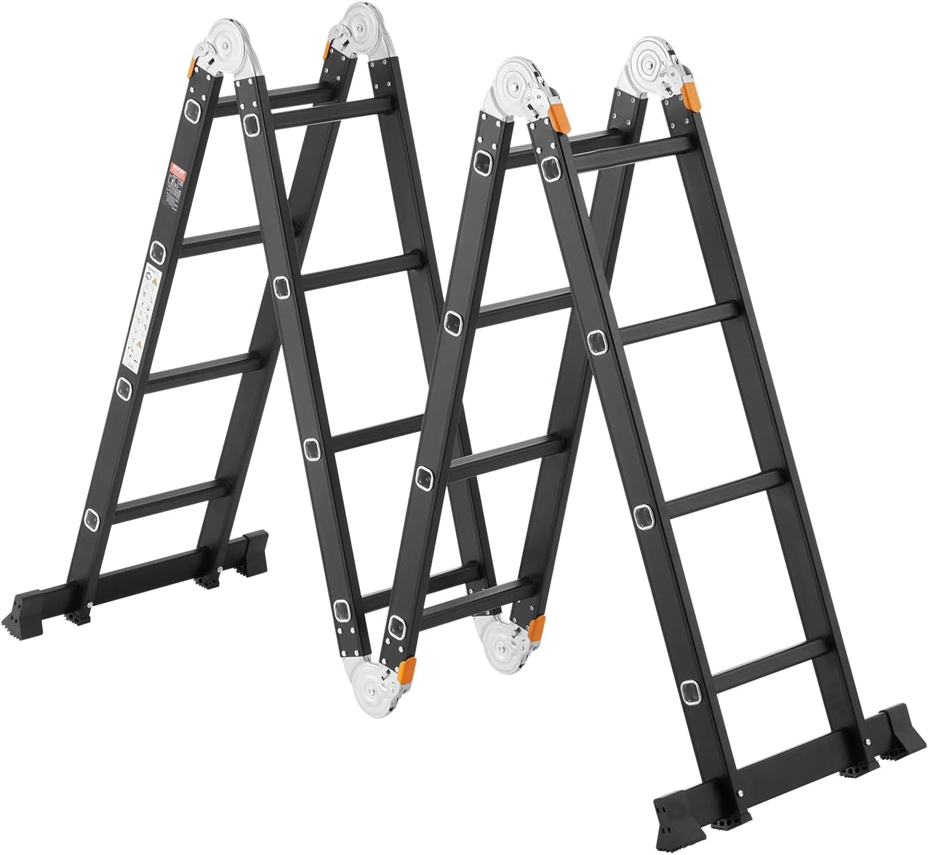 VEVOR Multi-Purpose Folding Ladder, 7-in-1 Tall Extension Step Ladder, A Frame 4 Step with Scaffolding Plank Telescoping Ladder, 15.5ft Reach Height Heavy Duty, 330 lbs Capacity for Home Outdoor