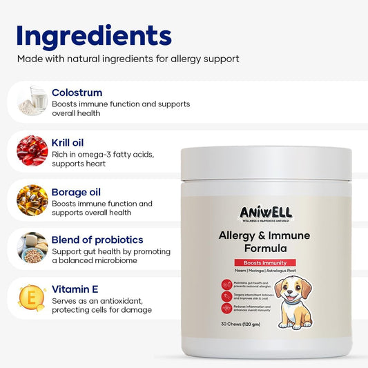 Allergy & Immune Support Chews for Dogs – Powered by Astragalus Root & Flaxseed C3 – Promotes Seasonal Allergy Relief, Gut & Digestive Health – Soft Chews