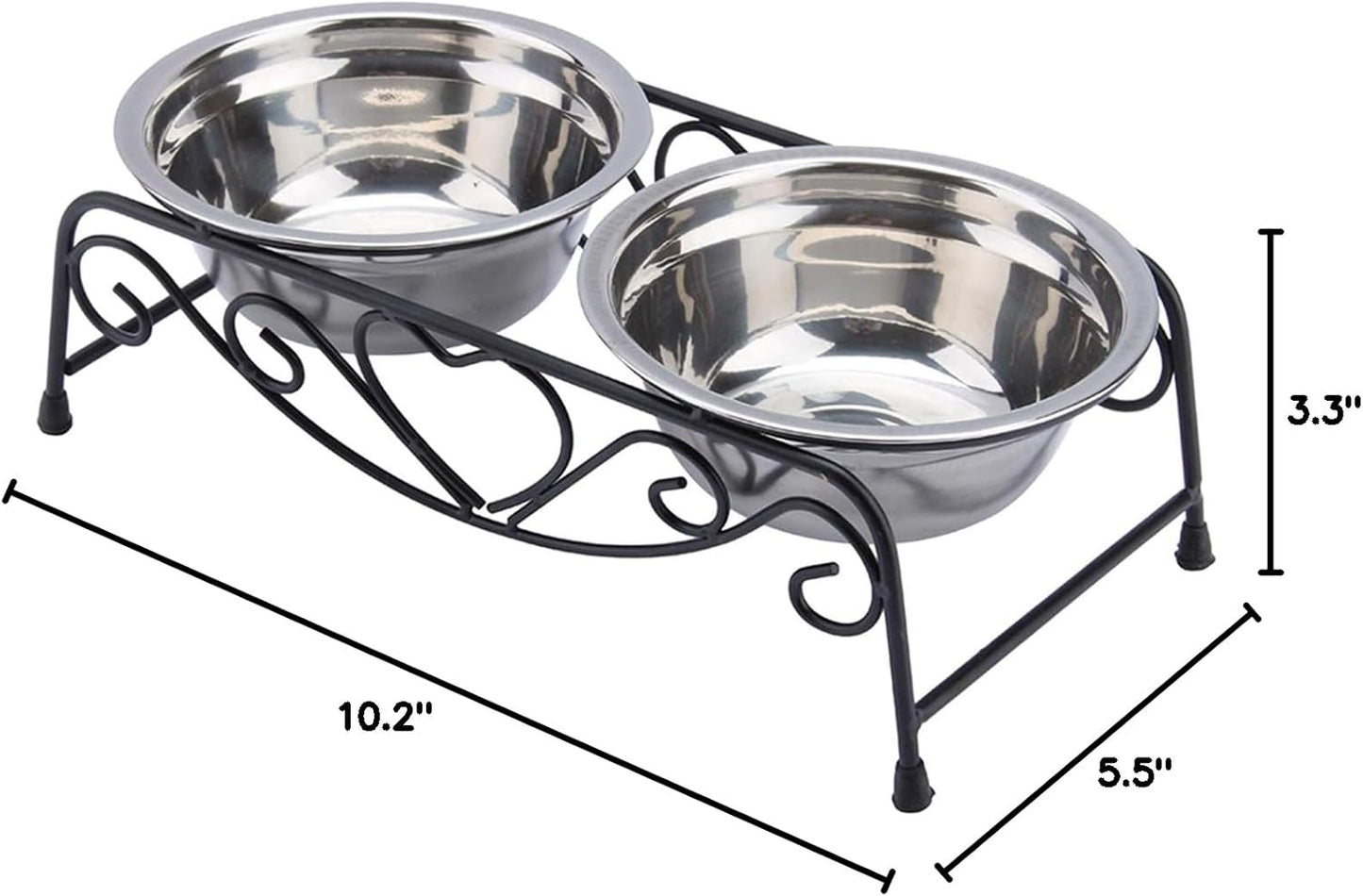 Stainless Steel Double, Food Water Bowls Feeder Dishes Small Dog Bowls Dog Cat Shelf Stand
