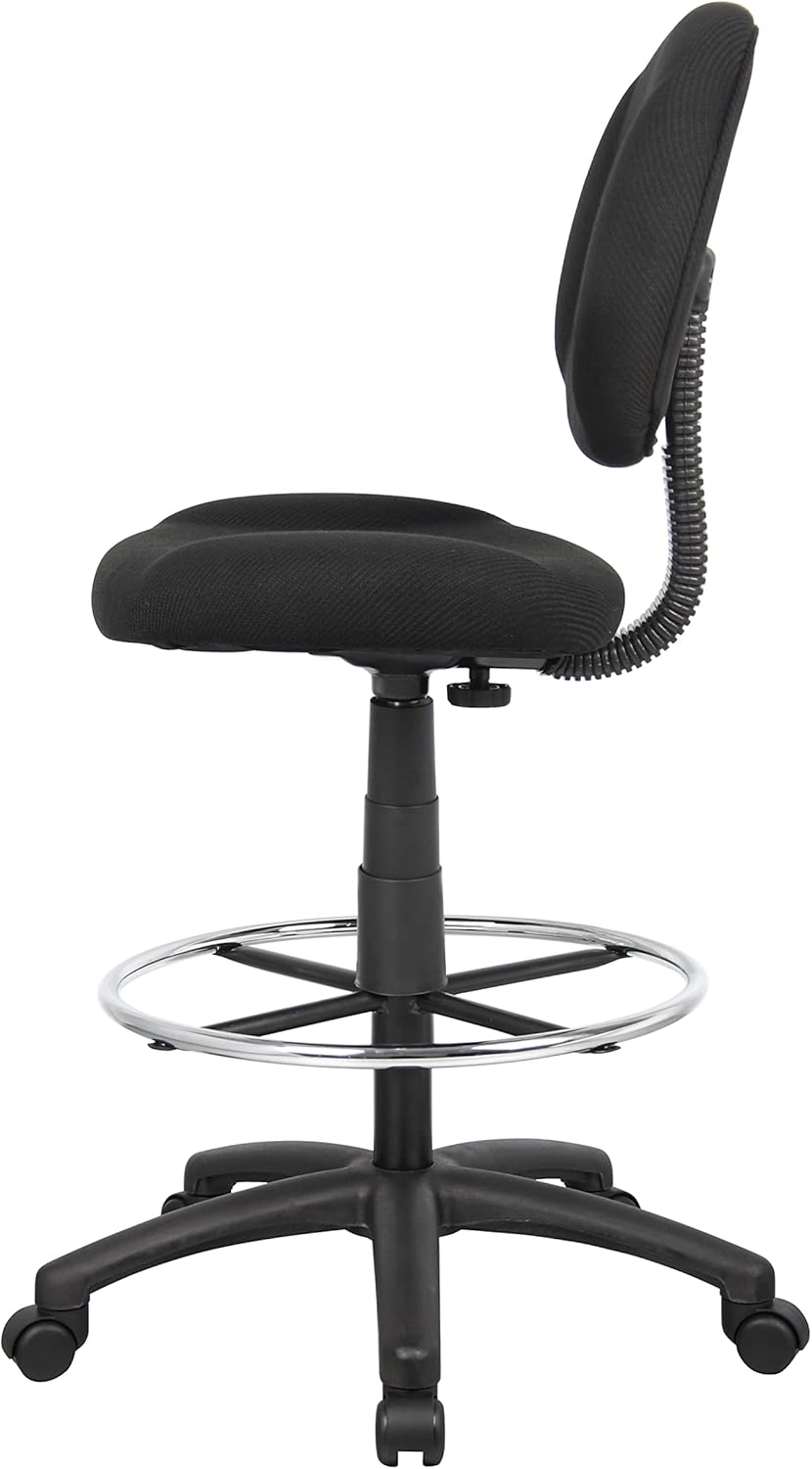 Boss Office Products B1615-BK Ergonomic Works Drafting Chair Without Arms in Black, Mid-Back