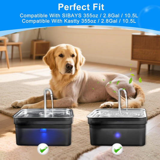 24PCS Dog Water Fountain Filter Fit for SIBAYS 355oz/2.8Gal/10.5L (FS70) & Compatible with Kastty, Sponge and Coconut Carbon for Large Dog Water Bowl Filter Replacement
